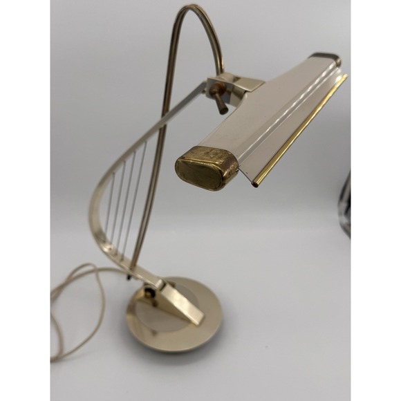 Desk Lamp Piano Task Light Adjustable Harp Design Cannon Brass MCM Tested VTG